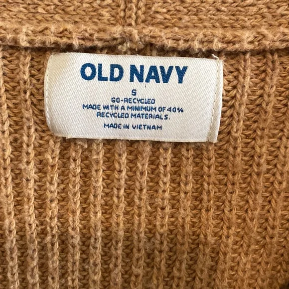 Old Navy Tan Camel Wool Blend Waist Length Button Up Cardigan Size Small - Picture 6 of 7